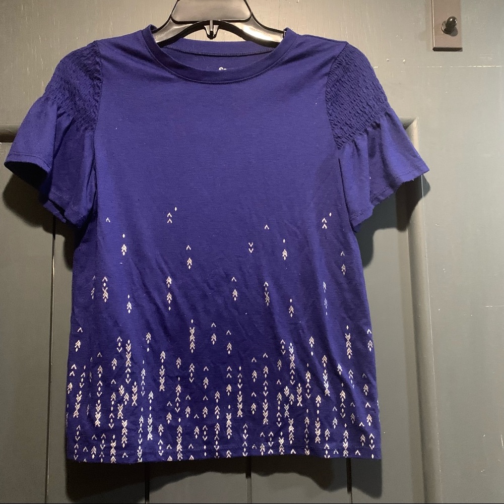 So Girls Flutter Short Sleeve Top with Metallic